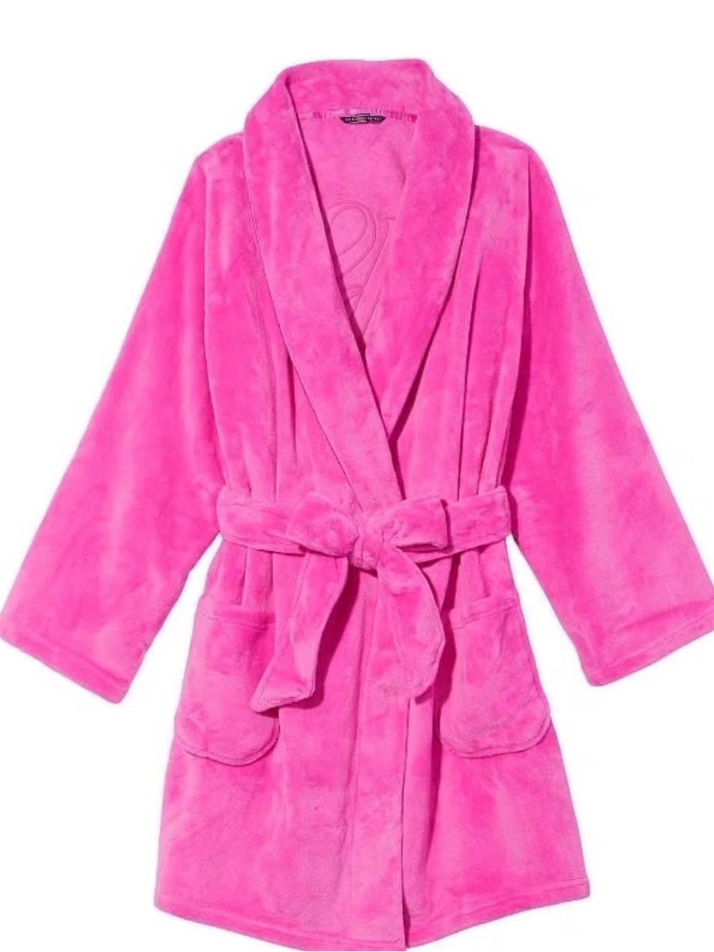 NWT Victoria's Secret Hot Pink Plush Short Robe with Matching Slippers